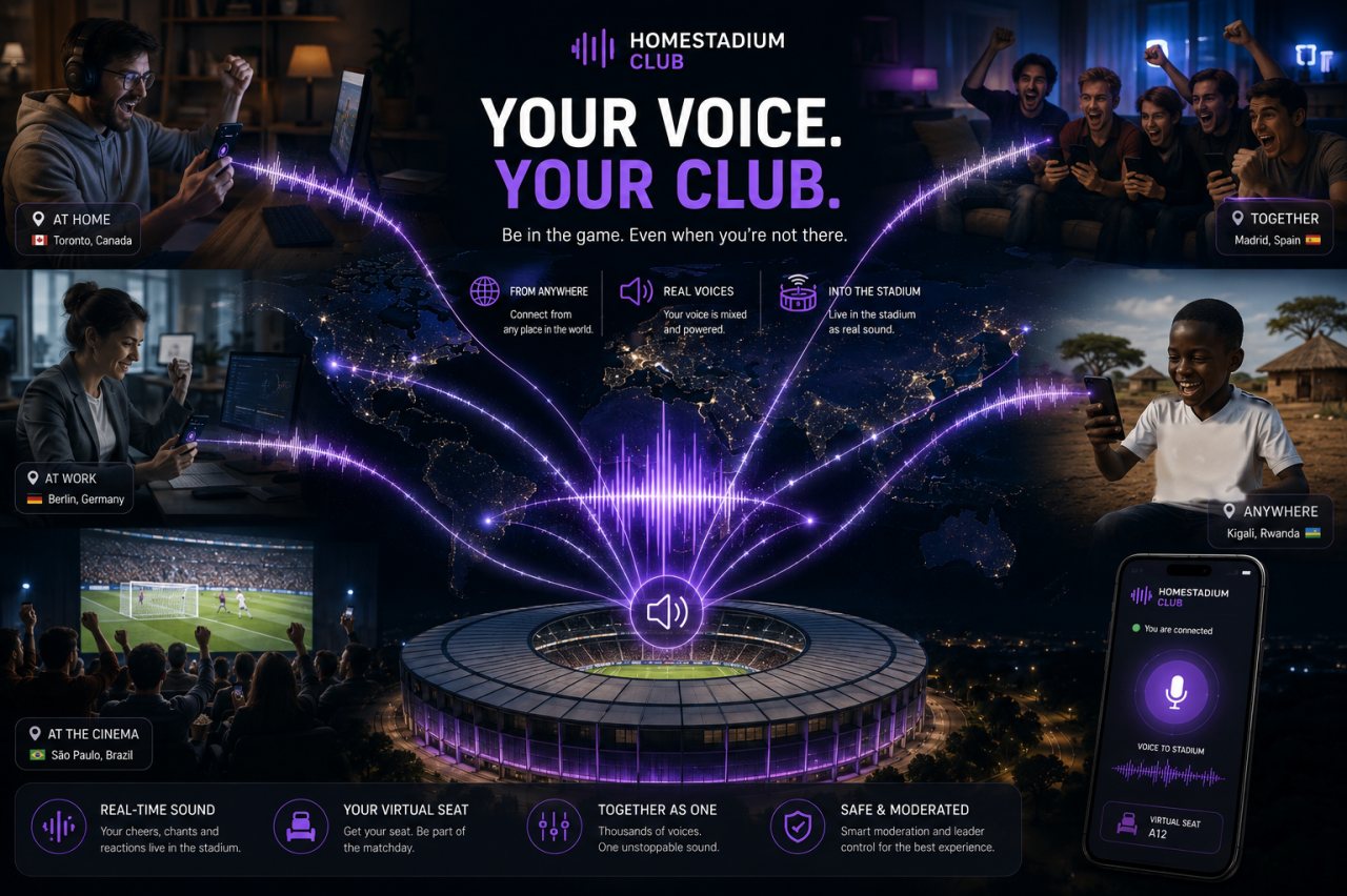 Fans cheering from home, connected live to the stadium